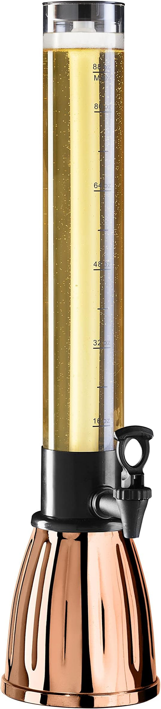 OGGI Beer Tower 3L/100oz - Beverage Dispenser with Spigot & Ice Tube, Margarita Tower, Mimosa Tower, Perfect Drink Dispensers for Parties, Drink Tower, Holds 6 Pints of Beer - Copper by OGGI
