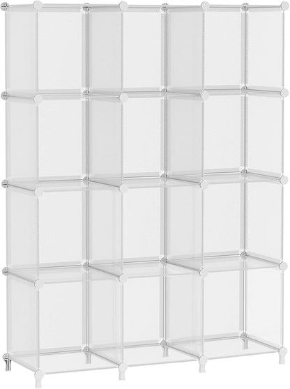 AWTATOS Cube Storage Organizer, Closet Organizers and Storage, 12 Cube Shelves Bookshelf, DIY Stackable Plastic Clothes Organizer Shelving for Bedroom, Home, Transparent Twill by AWTATOS