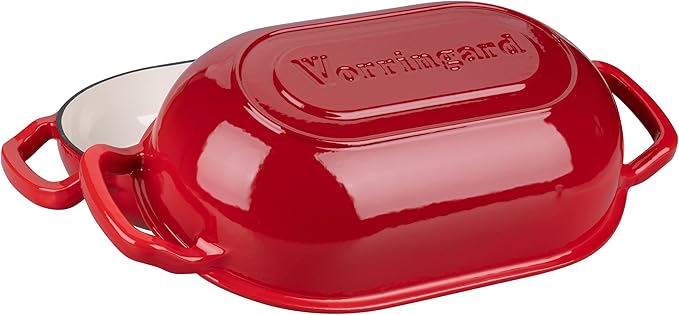 VORRINGARD Enameled Cast Iron Sourdough Bread Oven, Dutch Oven, Loaf Cast Iron Bread Pan for Homemade Bread Baking, Meatloaf Pan with Lid, 5QT, Red - Image 4