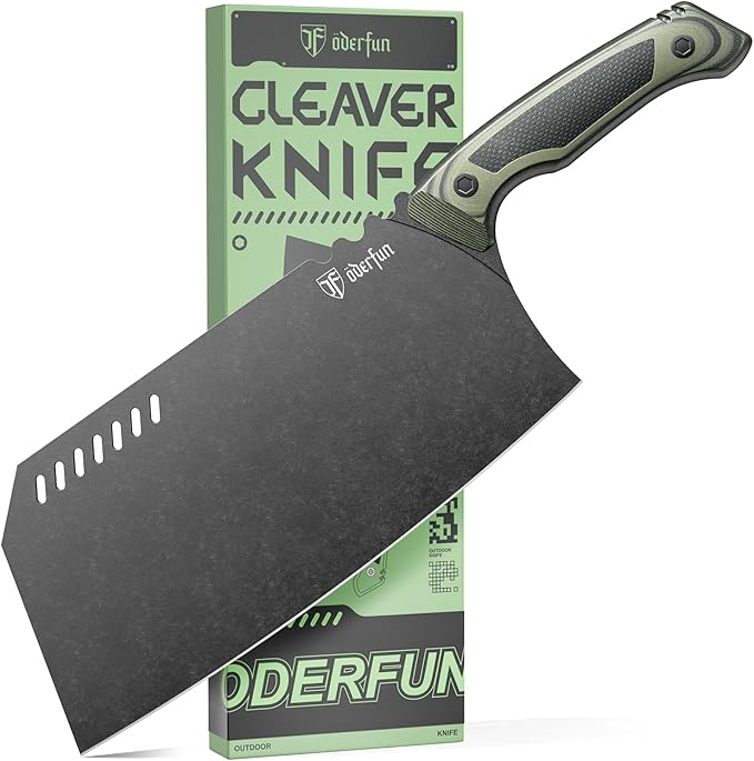 9 Inch Meat Cleaver - Rust-Resistant Full-Tang Steel, G10 Non-Slip Handle - Professional Bone Cutting Knife for Outdoor Cooking & Butcher Use with Gift Box - Knife For Men