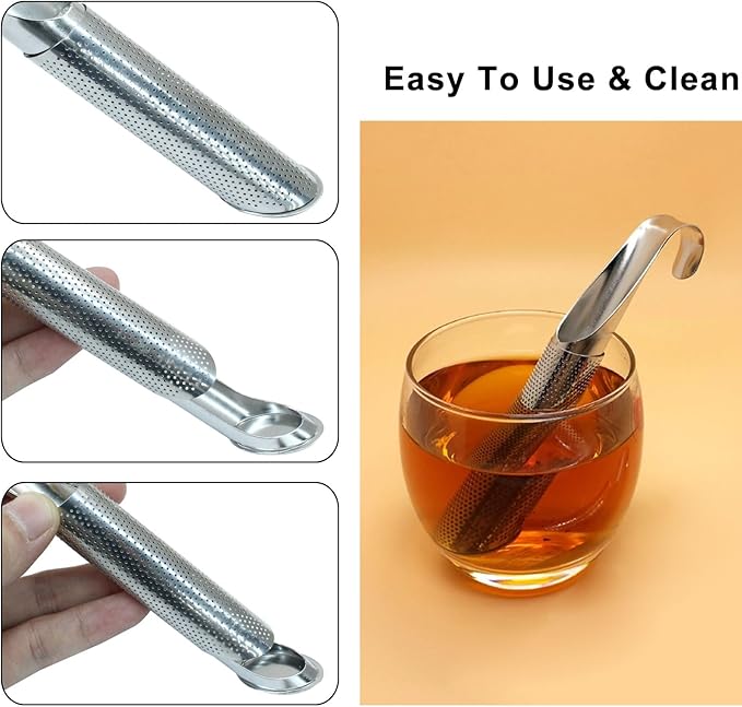 Waziaqoc 2 PCS Stainless Steel Tea Diffuser, Extra Fine Mesh Tea Strainer for Loose Tea, Long Handle Tea Steeper for Tea, Coffee, Seasonings, Spices