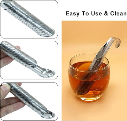 Waziaqoc 2 PCS Stainless Steel Tea Diffuser, Extra Fine Mesh Tea Strainer for Loose Tea, Long Handle Tea Steeper for Tea, Coffee, Seasonings, Spices
