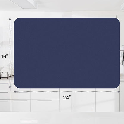WISELIFE Dish Drying Mat Super Absorbent Drying Mat Large Dish Drying Mats for Kitchen Counter Easy Clean Dish Mat Kitchen Drying Mat16"x 24" Classic Blue - Image 3