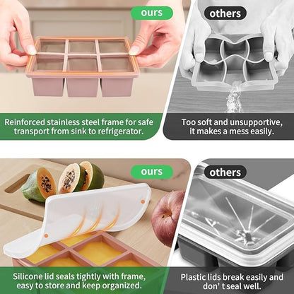 Large Ice Cube Tray for Whiskey: FDDBI Silicone Ice Cube Trays with Lid - 2Pack Big Square Old Fashioned Ice Cube Maker for Cocktail - 2inch Huge Cubed Ice Trays for Whisky - Image 3