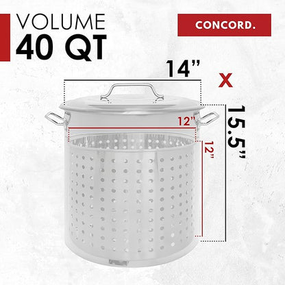 CONCORD Stainless Steel Stock Pot w/Steamer Basket. Cookware great for boiling and steaming (40 Quart) - Image 5