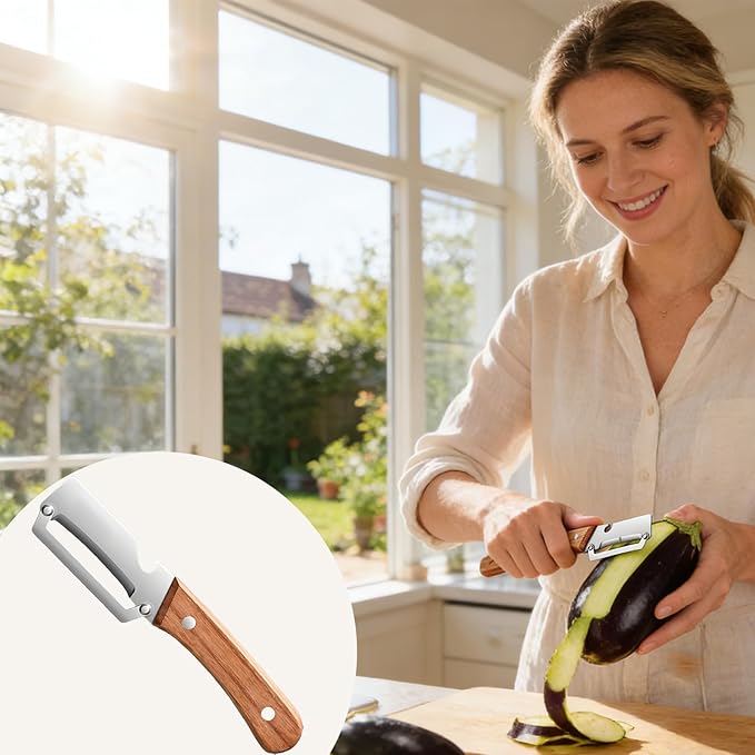 Vegetable Wooden Peeler for Kitchen Tool,Premium 2-in-1 Multifunctional Fruit & Vegetable Peeler with Built-in Bottle Opener, Ideal for All Fruits and Vegetables Needing Peeling - Image 4