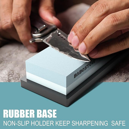 Premium Whetstone Knife Sharpening Stone 2 Side Grit 400/1000 Waterstone & Honing Stones - Whetstone Knife Sharpener - NonSlip Rubber Base for Kitchen Knife Sharpener Stone
