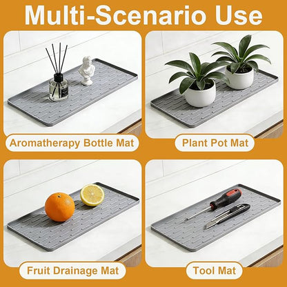 Silicone Coffee Mat, 16"X7" Heat-Resistant,Eco-friendly,Hygienic Drying Pad,Leak-Proof and Non-Slip,Removable Silicone Mat with Concave and Convex Design,（Gray 16X7） - Image 4