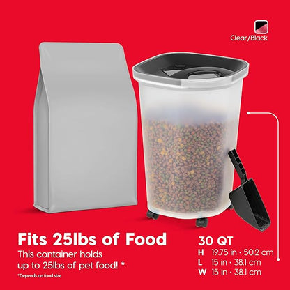 IRIS USA Pet Food Storage Container 25 lbs, Premium 60% Improved Airtight Seal with Air Valve, 2 Cup Scoop, Removable Wheels, Easy to Open - Made in the USA, Black - Image 7