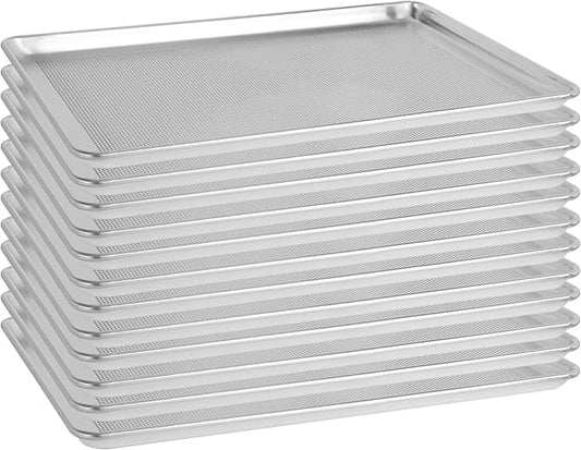 BIEAMA 12 Pack Full Size 26" x 18" Aluminum Baking Sheet Pan Perforated, Commercial Bakery Equipment Cookie Sheets, NSF Approved Baking Tray by BIEAMA