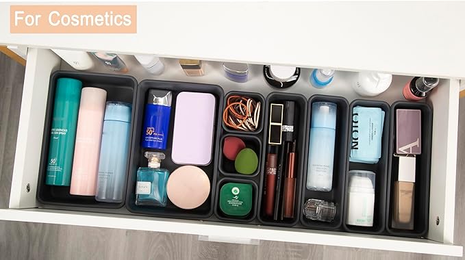 Kutesna 25 PCS Interlocking Desk Drawer Organizer Separator for Office,Bathroom,Kitchen,Makeup,Tool（4 Sizes） - Image 4