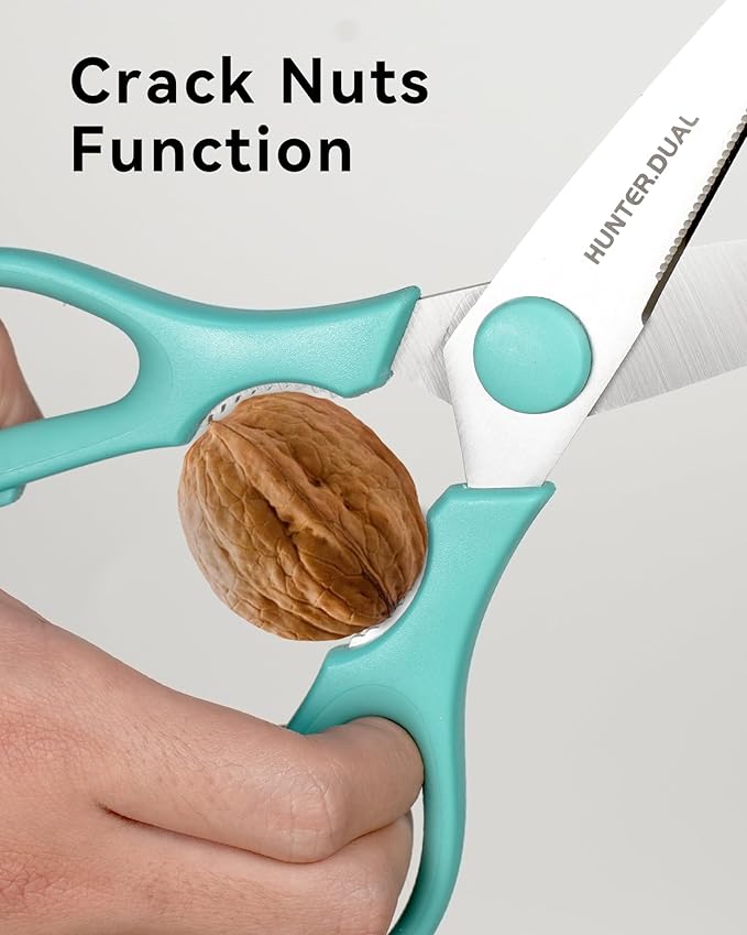 Kitchen Scissors for Food, HUNTER.DUAL Heavy Duty Come Apart Poultry Shears for Cooking, All Purpose for Cutting Chicken, Meat, Fish & Vegetables (Auqa, 8.35 Inch) - Image 3