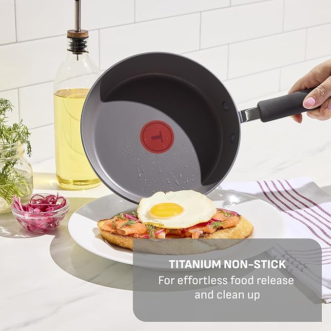 T-Fal Ultimate Hard Anodized Nonstick 13 Piece Cookware Set, Oven Safe Up to 400°F, Pots and Pans Set, Includes Frying Pans, Saucepan, Stockpot, Cooking Utensils, Stone - Image 4