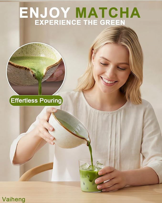 Vaiheng Matcha Whisk Set with Matcha Bowl, Matcha Whisk Holder Matcha Bamboo Whisks, Scoop, Sifter, Mothers Day Gifts for Women Mom Her Girl Friend Home Kitchen Decor Kit for Tea Enthusiasts - Image 3