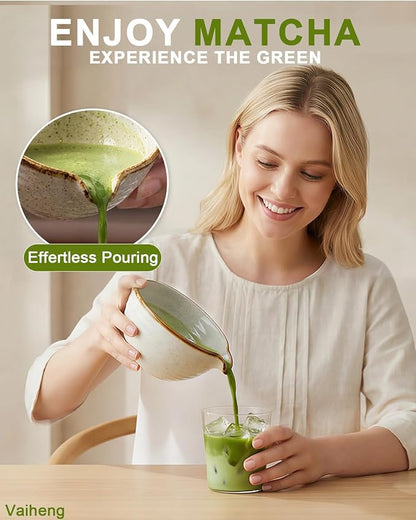 Vaiheng Matcha Whisk Set with Matcha Bowl, Matcha Whisk Holder Matcha Bamboo Whisks, Scoop, Sifter, Mothers Day Gifts for Women Mom Her Girl Friend Home Kitchen Decor Kit for Tea Enthusiasts - Image 3