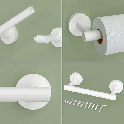 RARXTR White Toilet Paper Holder SUS304 Stainless Steel Double Post Pivoting Toilet Paper Roll Holder Wall Mounted Toilet Tissue Holder for Commercial Bathroom RV Brushed Brass Finish