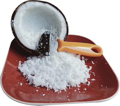 Plai Na Coconut Hand Grater Blade Slicer Shredded Scraper Coconut Meat Removal Knife Fish Skin Scale Scraper Remover Tool Vintage Yellow