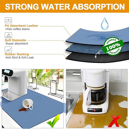 Dish Drying Mats for Kitchen Counter, Waterproof Coffee Mat for Countertop, Under Sink Mats, Coffee Bar Mat Accessories