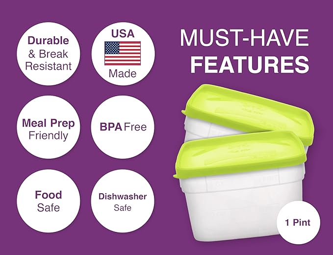 Arrow Reusable Plastic Storage Container Set, 10 Pack, 1 Pint/16 Ounce Each – Food, Meal Prep, Leftovers – Freeze, Store, Reheat - Clear Container Set With Lids – BPA-Free, Dishwasher/Microwave Safe - Image 3