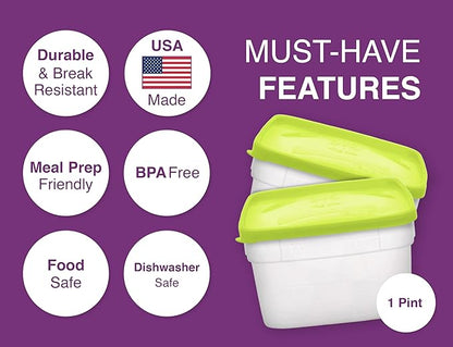 Arrow Reusable Plastic Storage Container Set, 10 Pack, 1 Pint/16 Ounce Each – Food, Meal Prep, Leftovers – Freeze, Store, Reheat - Clear Container Set With Lids – BPA-Free, Dishwasher/Microwave Safe - Image 3