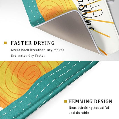 Summer Seaside Sunset over Sea Dish Drying Mat for Kitchen Counter,Hello Sunshine Drying Mat 18 x 24 Inch with Absorbent Reversible Microfiber Drying Pad for Coffee Bar - Image 3