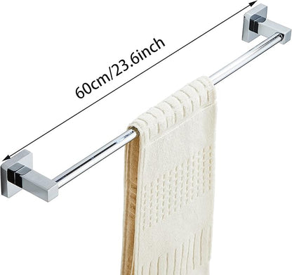Chrome Bathroom Hardware Set 4 Pieces,Bathroom Accessories Set Stainless Steel Wall Mounted, Hand Towel Bar, Towel Ring, Robe Towel Hooks,Toilet Paper Holder,Towel Bar Set, 23.6 Inch - Image 2
