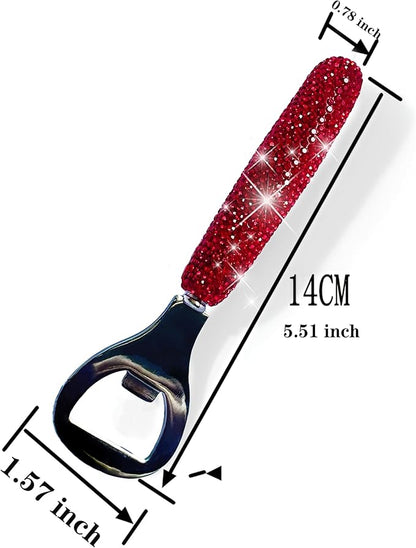 Handcrafted Red Crystal Bling Beer Opener – Sparkle Diamond Bottle Openers for Home Bar, Bartenders, Party, Wedding Gift, Glitter Accessory for Women & Men