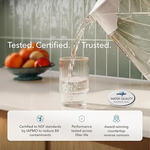 AquaTru Carafe Countertop Water Purifier | Compact 4-Stage Reverse Osmosis System with Glass Carafe Removes 84 Contaminants Including Forever Chemicals, Lead & Fluoride | No Plumbing - Image 5
