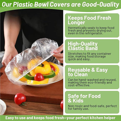 70 Pcs Bowl Covers, 5 Size Plastic Food Covers with Elastic, Colors Bowl Reusable, Alternative to Foil, Fresh Keeping, Disposable Dish wraps for Food Storage, Bread Proofing and Bugs Prevention - Image 5