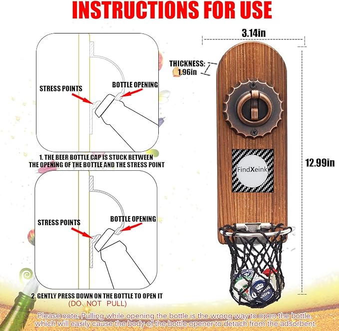 Beer Bottle Openers with DIY Ink Screen, Traceless Bottle Opener Wall Mounted, Can Custom Picture/Medical ID/Contact Information, Bar Accessories for Kitchen, Ideal Beer Gifts for Men
