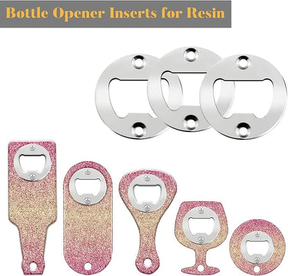 Bottle Opener Insert - 10 Sets Stainless Steel Inserts Kit with Screws Screwdriver for DIY Resin Mould Kit Hardware Parts Supply(Silver) - Image 2