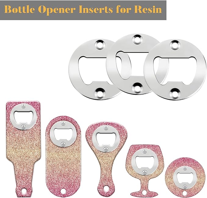 Bottle Opener Insert - 20 Sets Stainless Steel Inserts Kit with Screws Screwdriver for DIY Resin Mould Kit Hardware Parts Supply(Silver) - Image 2