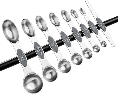 Spring Chef Stainless Steel Magnetic Measuring Spoons Set of 8 with Leveler, Dual Sided Metal Teaspoon & Tablespoon Measuring Spoons - Kitchen Gadgets For Baking and Cooking, Gray - Image 9