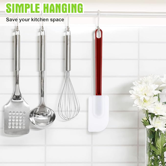 Meekoo 5 Pieces 14 Inch Rubber Spatula, 500°F High Heat Resistant Silicone Spatula Commercial Food Grade for Kitchen Cooking Baking Dishwasher Safe(Brown Red) - Image 3