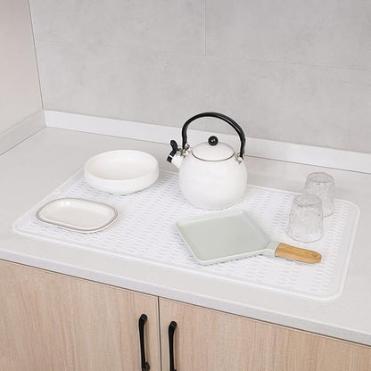 MicoYang Silicone Dish Drying Mat for Multiple Usage,Easy clean,Eco-friendly,Heat-resistant Silicone Mat for Kitchen Counter or Sink,Refrigerator or Drawer Liner White 4XL 32 inches x 18 inches - Image 7