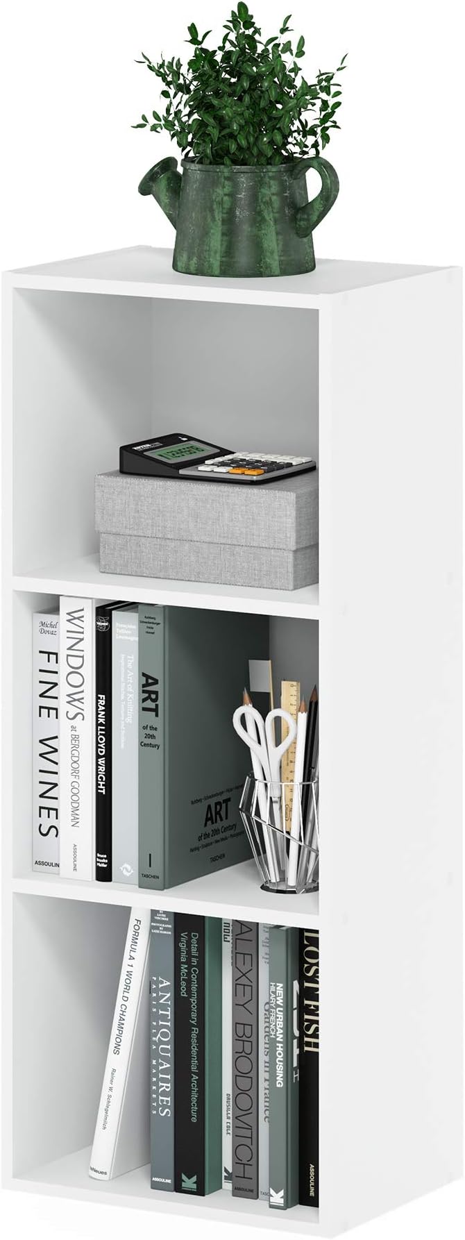 Furinno LUDER Book Shelf, 3-Cube Bookshelf, Bookcase with Open Shelves, 9.3 x 12 x 31.5, Easy Assembly, for Living Room, Bedroom, Home Office, White by Furinno-FitsYourSpaceFitsYourBudget