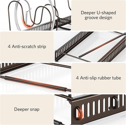 ORDORA Pots and Pans Organizer under Cabinet with Pan Holder: Expandable 11.8"-22.8" Kitchen Cabinet Organizer Rack, 12 Adjustable Dividers Storage for Cookie Sheets, Cutting Boards & Lid, Bronze - Image 4