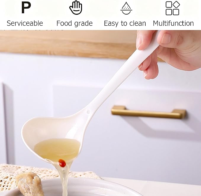 Large Plastic Serving Spoons,Disposable Heavy Duty Serving Spoons,Long Handle Scoop Soup Rice Ladle for Party Catering Buffet Restaurant,20 Pieces,White - Image 5