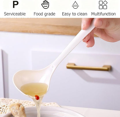 Large Plastic Serving Spoons,Disposable Heavy Duty Serving Spoons,Long Handle Scoop Soup Rice Ladle for Party Catering Buffet Restaurant,20 Pieces,White - Image 5