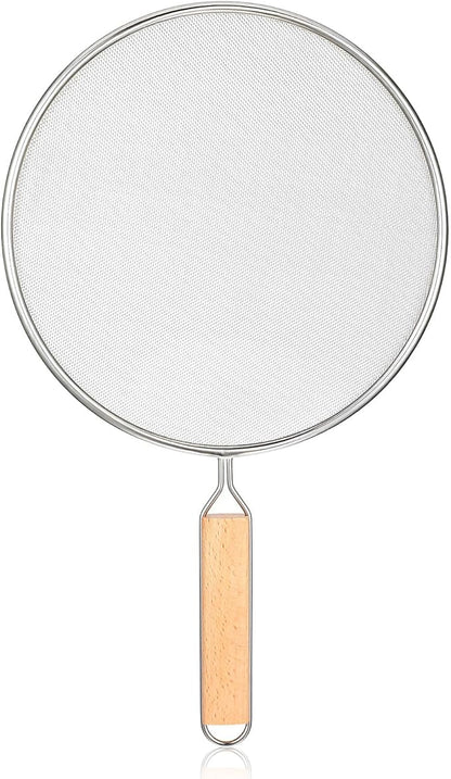 8.3Inch Grease Splatter Screen, Stainless Steel Grease Splatters Guard with Wood Handle Hot Oil Splash Protector Splatter Screen for Frying Pan Kitchen Cooking Gadgets Supplies by Unknown