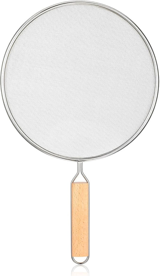 8.3Inch Grease Splatter Screen, Stainless Steel Grease Splatters Guard with Wood Handle Hot Oil Splash Protector Splatter Screen for Frying Pan Kitchen Cooking Gadgets Supplies by Unknown