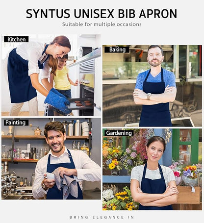 Syntus Apron for Men Women, Adjustable Cooking Kitchen Chef Aprons with 2 Pockets, Cotton/Polycotton/Polyester - Image 7