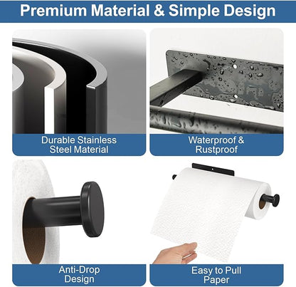 CUXIXA Paper Towel Holder Under Cabinet 2 Pack, Upgraded Self Adhesive Paper Towel Holder Wall Mount for Kitchen, Bathroom, RV, Bend-Resistant, Self-Adhesive or Drill mounting - Image 4