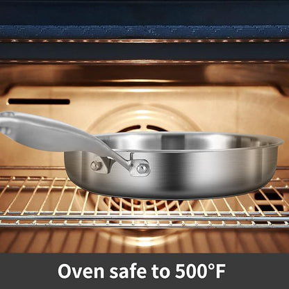 LOLYKITCH 6 QT Tri-Ply Stainless Steel Sauté Pan with Lid,Deep Frying Pan,Large Skillet,Jumbo Cooker,Induction Cooking Pan,Oven Safe and Detachable Handle. - Image 5
