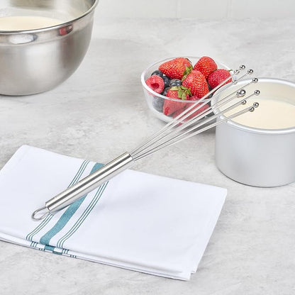 Restaurantware 10.5 in Stainless Steel Ball Whisk - 6 Pack - German Standard Egg Beater with Ergonomic Handle, Dishwasher Safe - Manual Mixer Cooking Whisk for Baking, Stirring, Sauces, Beating - Image 7