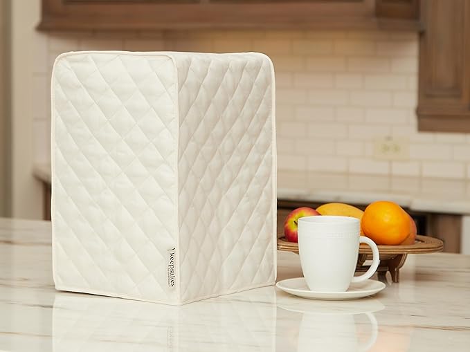 Covermates Keepsakes Stand Mixer Cover – Quilted Appliance Protector for Food Processors – Dust & Stain Resistant, Washable Slip‑On Design for Countertop Storage, Cream