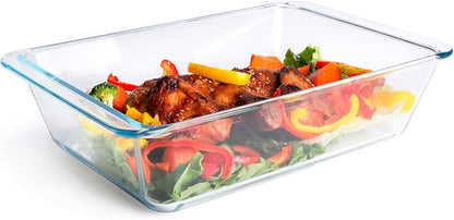 Deep Clear Glass Baking Dish, Rectangular Tempered Glass Baking Pan, The Larger casserole dish. -3.5 Liter