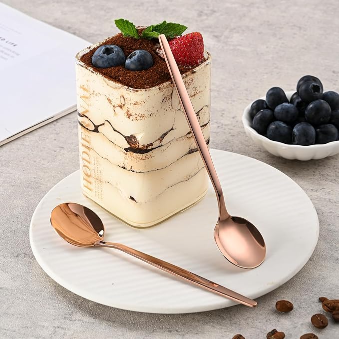 5.1Inch Stainless Steel Coffee & Tea Spoons Set,Rose Gold Teaspoon,Small Spoons For Dessert or Tea,Espresso Spoon For Cafe - Image 9
