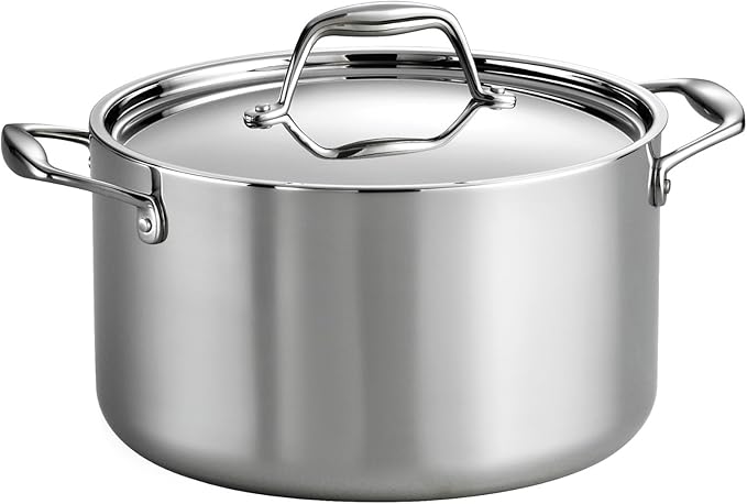 Tramontina Signature Tri-Ply Clad Stainless Steel 6-Quart Sauce Pot with Lid, Induction-Ready Pot, Dishwasher-Safe, NSF-Certified, Made in Brazil by Tramontina
