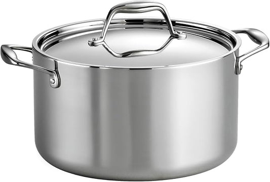 Tramontina Signature Tri-Ply Clad Stainless Steel 6-Quart Sauce Pot with Lid, Induction-Ready Pot, Dishwasher-Safe, NSF-Certified, Made in Brazil by Tramontina